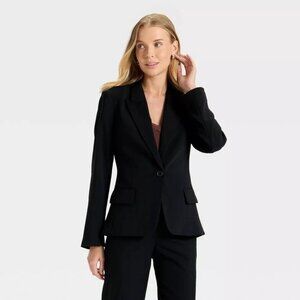 A New Day Signature Crepe Single Breasted Fitted Black Blazer Jacket - XS 0/2
